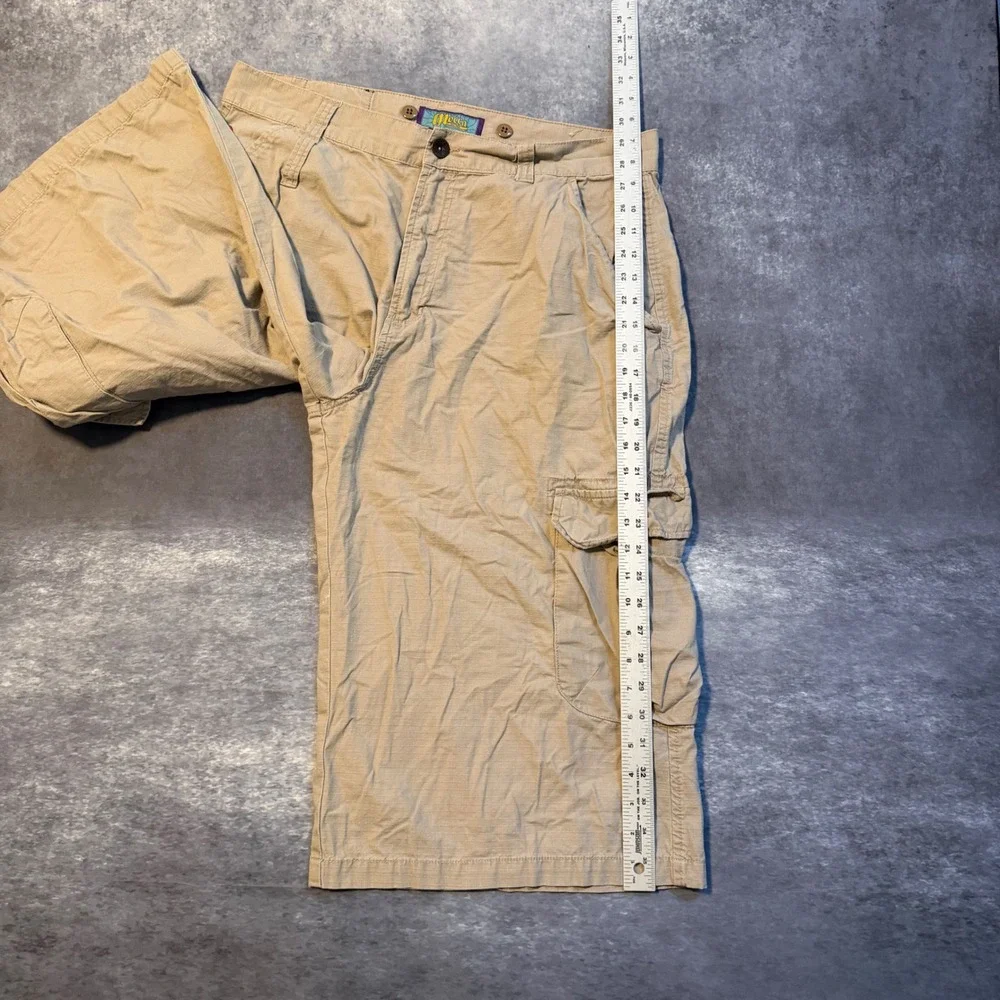 VTG Y2K Mecca Mens 38 Cargo Shorts Tan Khaki Ripstop Baggy Skater Streetwear